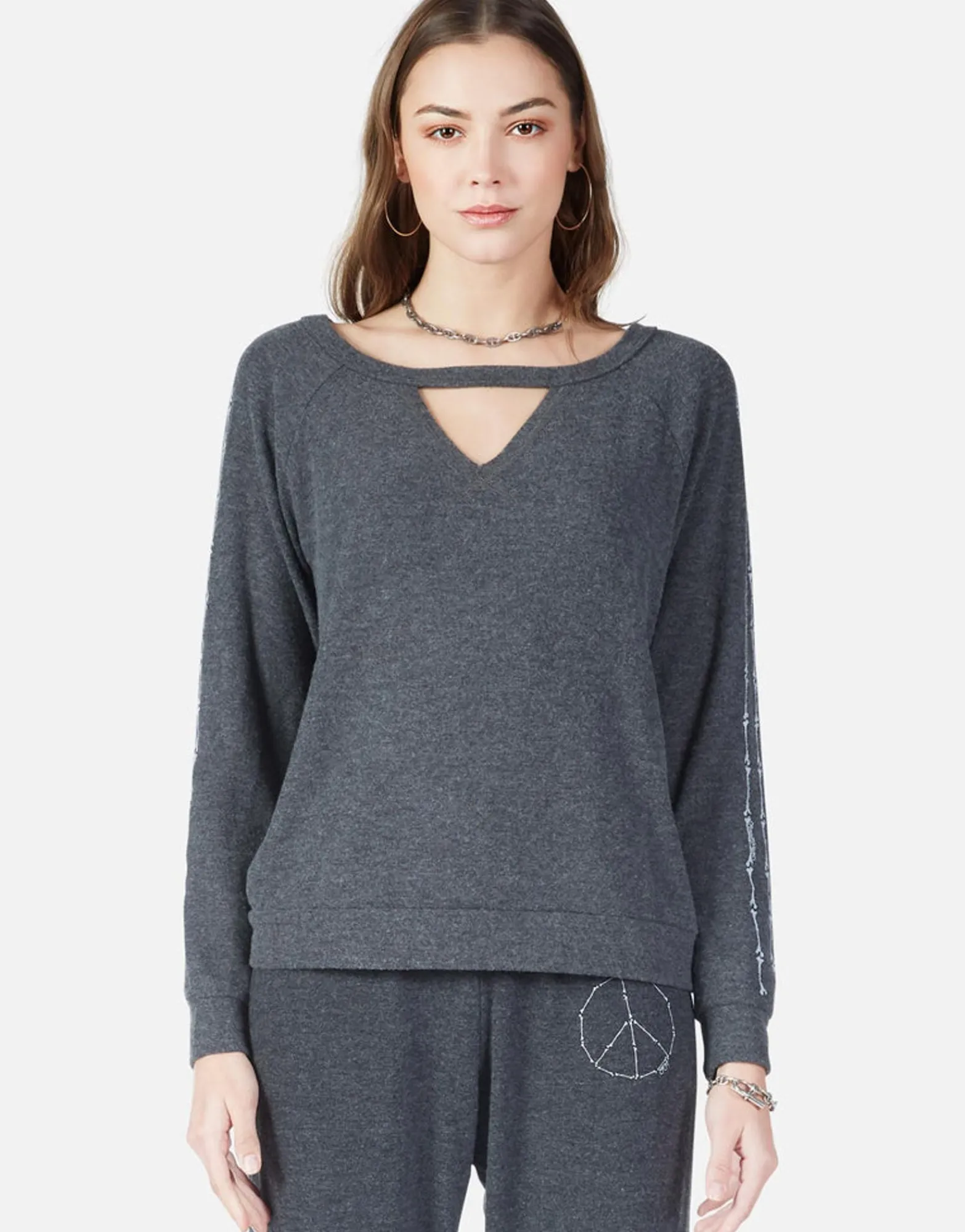 Cheap Inner Peace Bones L/S Pullover W/ Cut-Out | Zahara By Women Long Sleeve