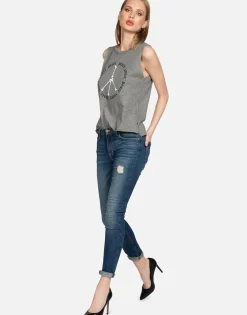 Store Inner Peace Sign Crop Muscle Tank | Kinzington By Women Tanks