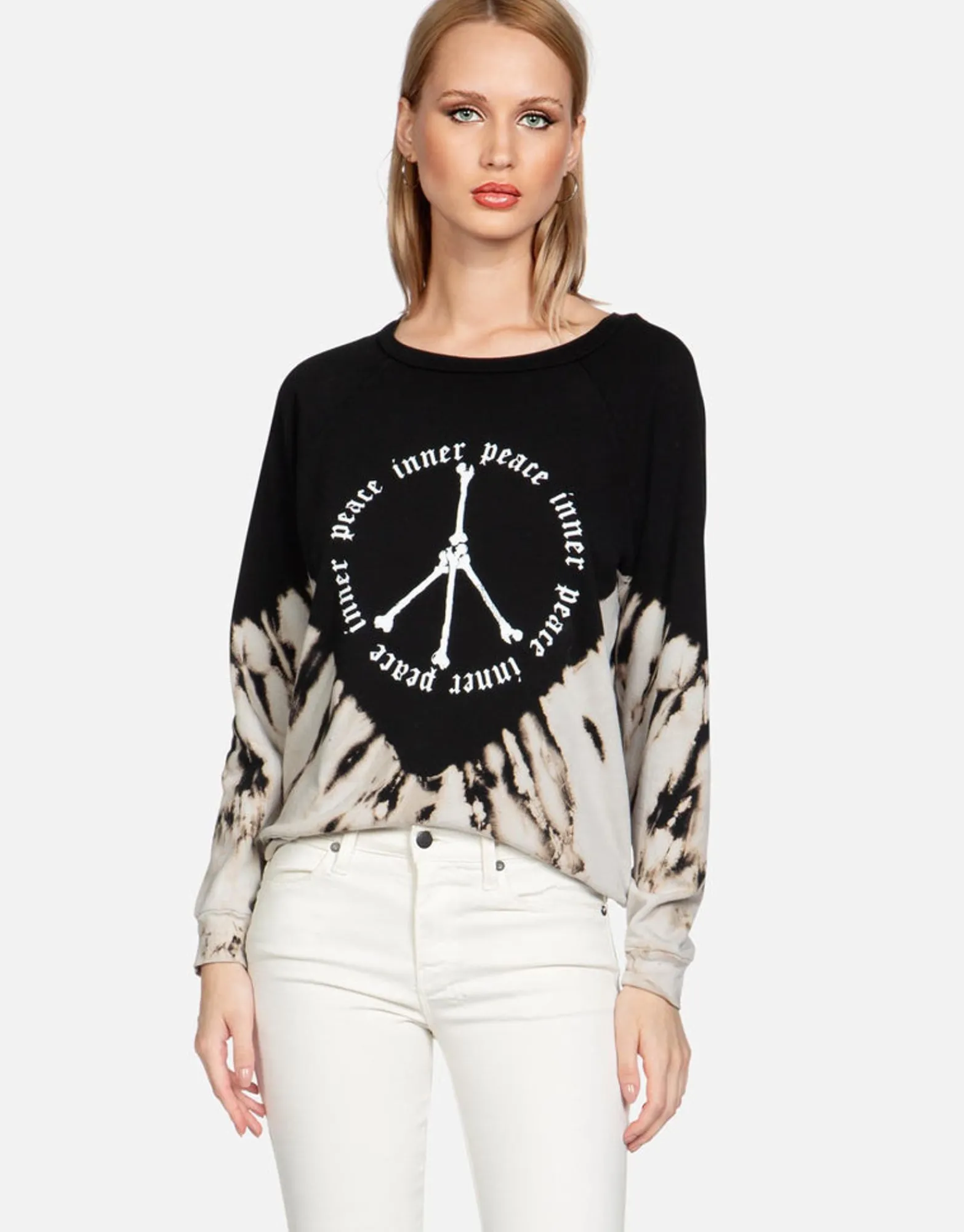 Cheap Inner Peace Sign L/S Vintage Pullover | Women Long Sleeve