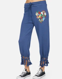 Shop Janet Retro Elements Heart Women Crop Sweatpants