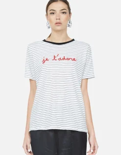 Discount Je T'Adore Heart S/S Tee W/ Contrast Neck | Paulina By Women Short Sleeve