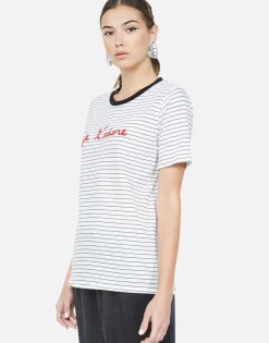 Discount Je T'Adore Heart S/S Tee W/ Contrast Neck | Paulina By Women Short Sleeve