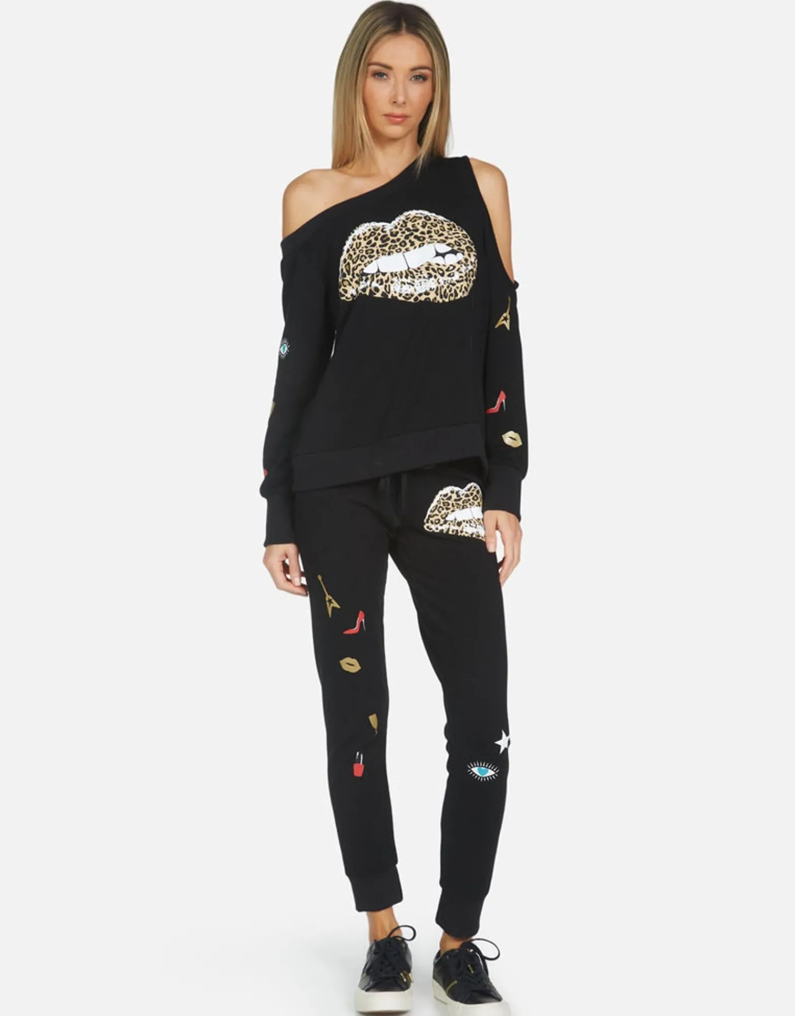 Shop Jess Leopard Lip Women Long Sweatpants