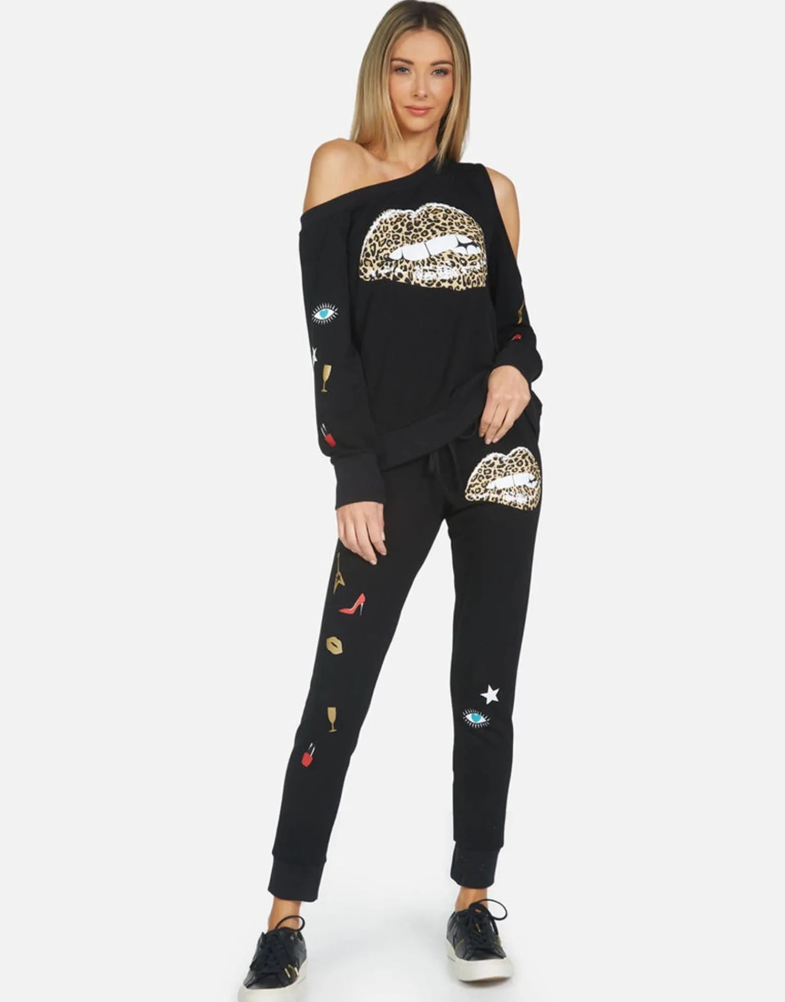 Shop Jess Leopard Lip Women Long Sweatpants