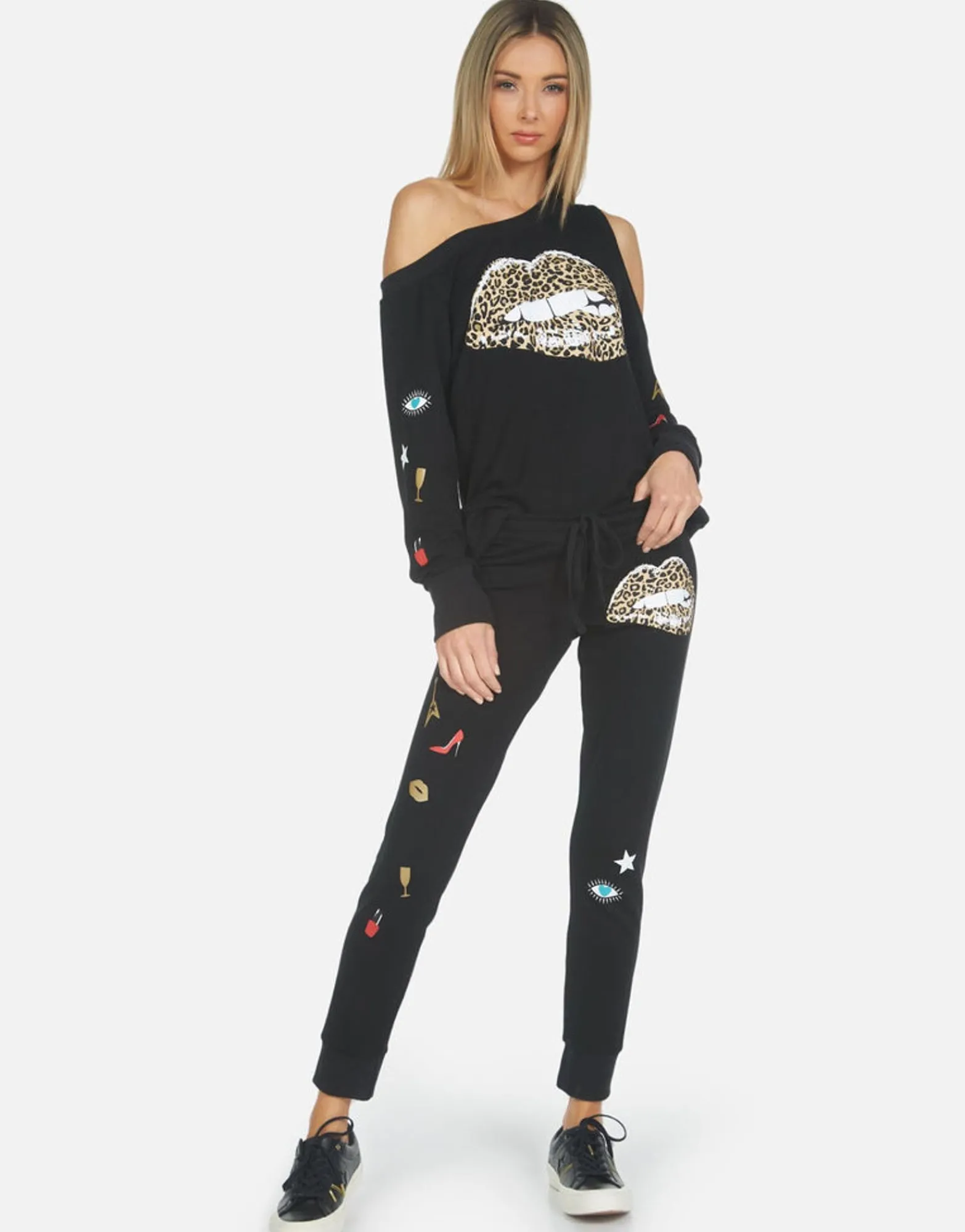 Shop Jess Leopard Lip Women Long Sweatpants