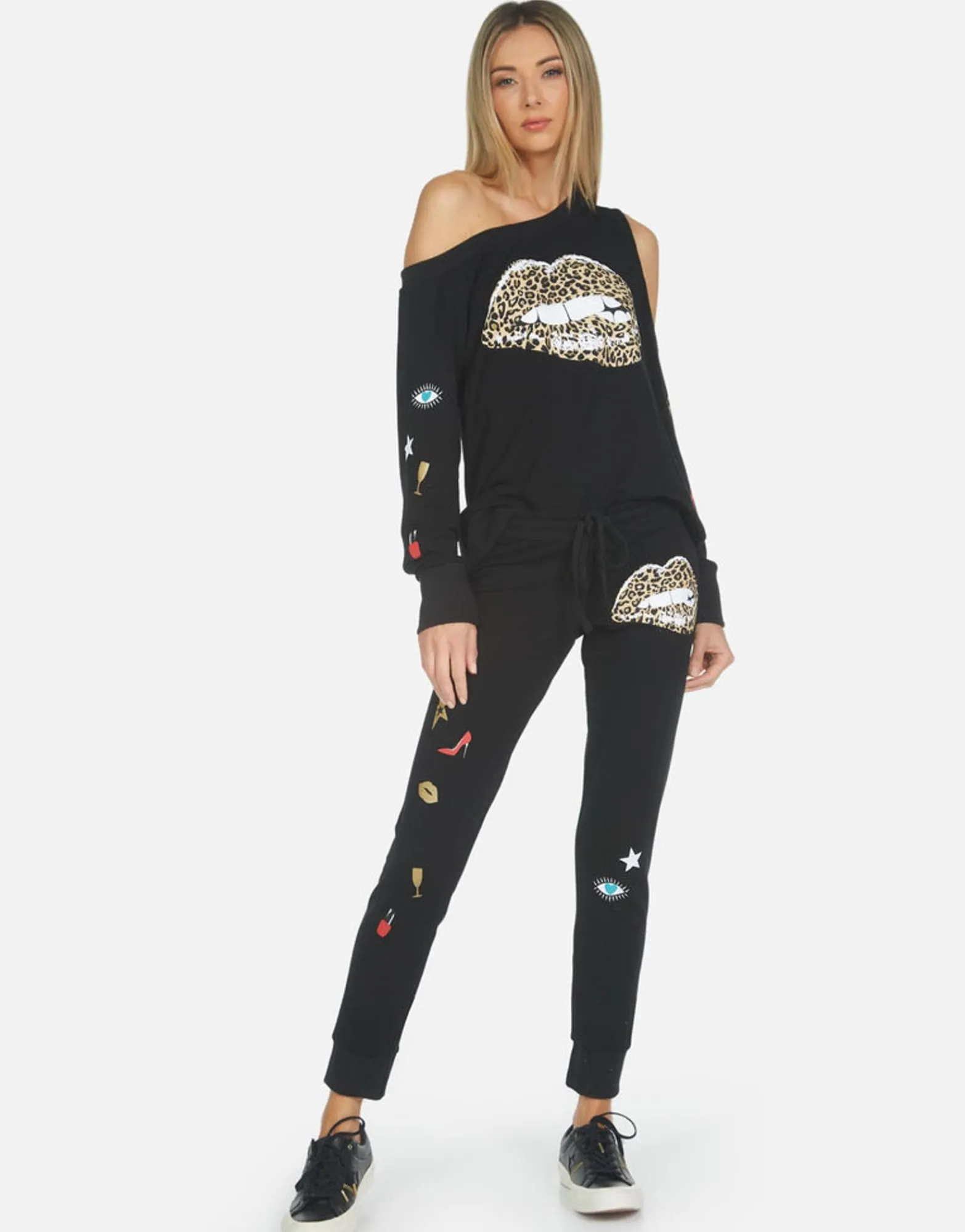 Shop Jess Leopard Lip Women Long Sweatpants