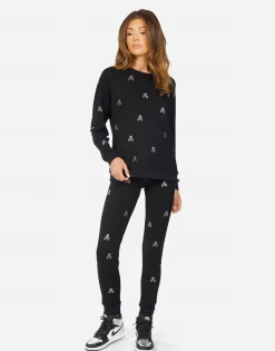Flash Sale Jess Mini Crystal Cross Bone Skulls Women Long Sweatpants