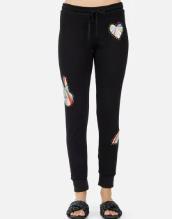 Clearance Jess Studded Stripe Peace Women Long Sweatpants