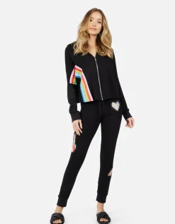 Clearance Jess Studded Stripe Peace Women Long Sweatpants