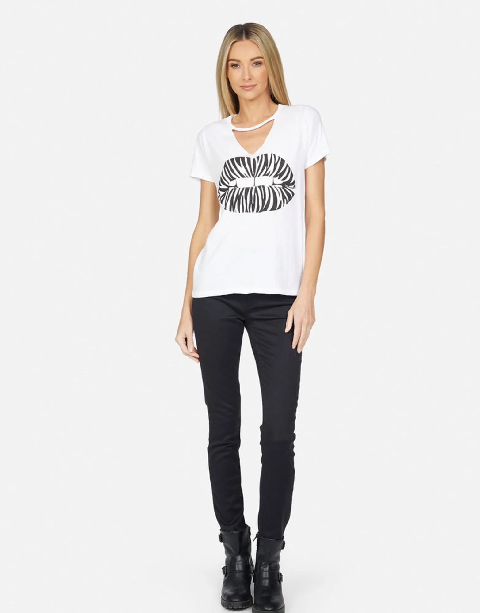 Flash Sale Jhene Zebra Lip Women Short Sleeve