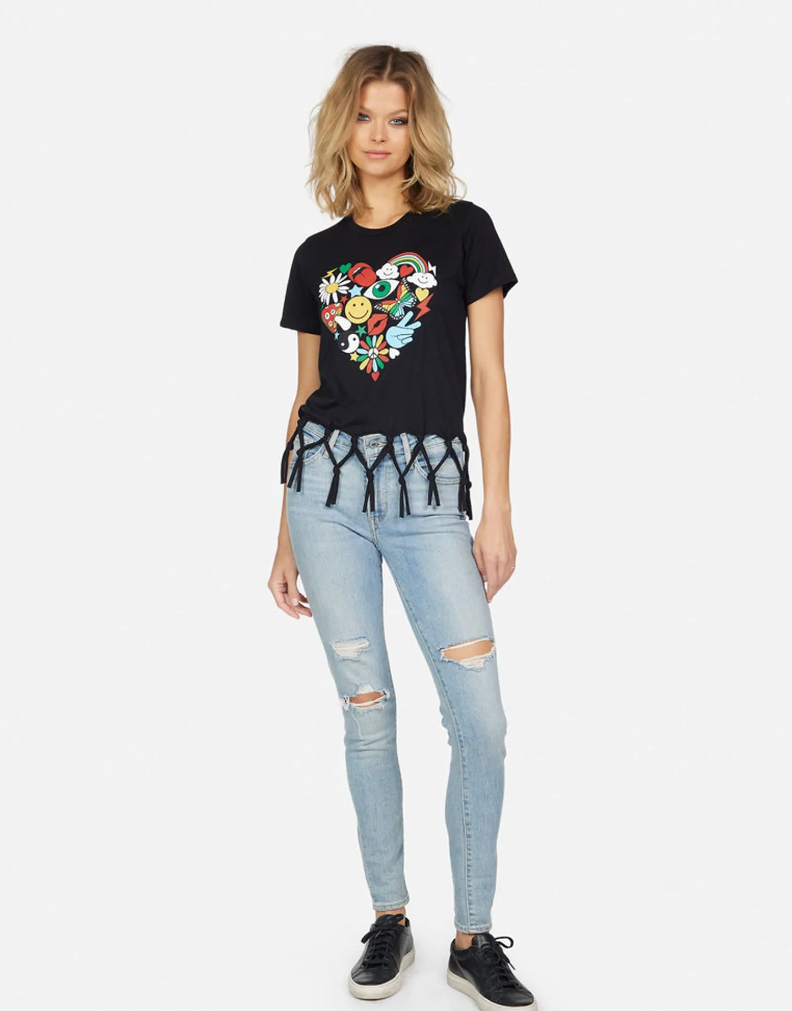 Sale Joanie Retro Elements Heart Women Short Sleeve