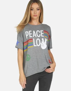 Best Sale Jolene Peace Love Stripe Women Short Sleeve