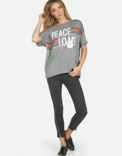 Best Sale Jolene Peace Love Stripe Women Short Sleeve