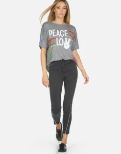 Best Sale Jolene Peace Love Stripe Women Short Sleeve