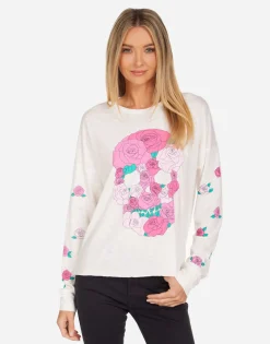 Online Kasia Pink Rose Skull Women Long Sleeve