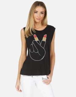 Online Kel Lipstick Peace Women Tanks
