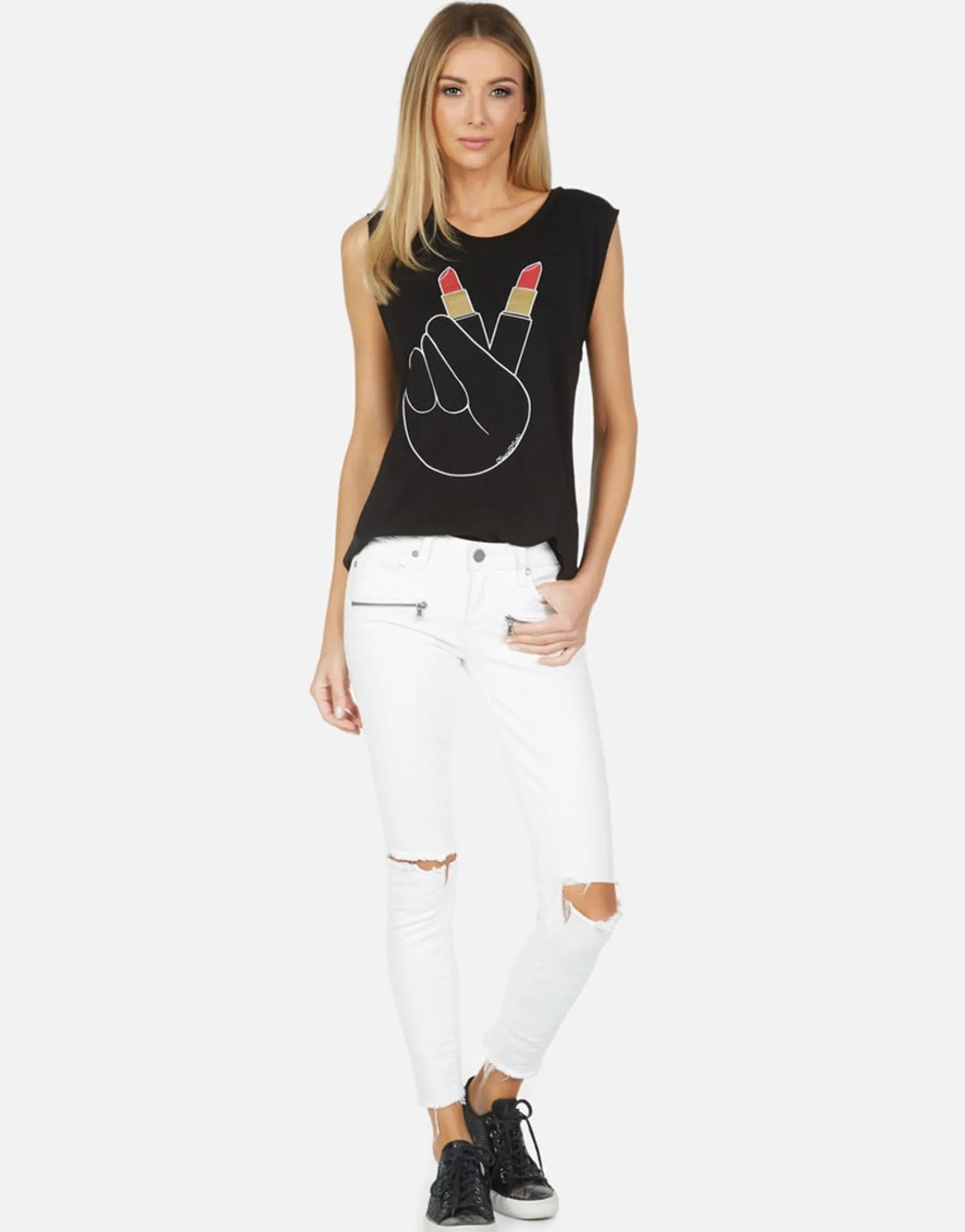 Online Kel Lipstick Peace Women Tanks