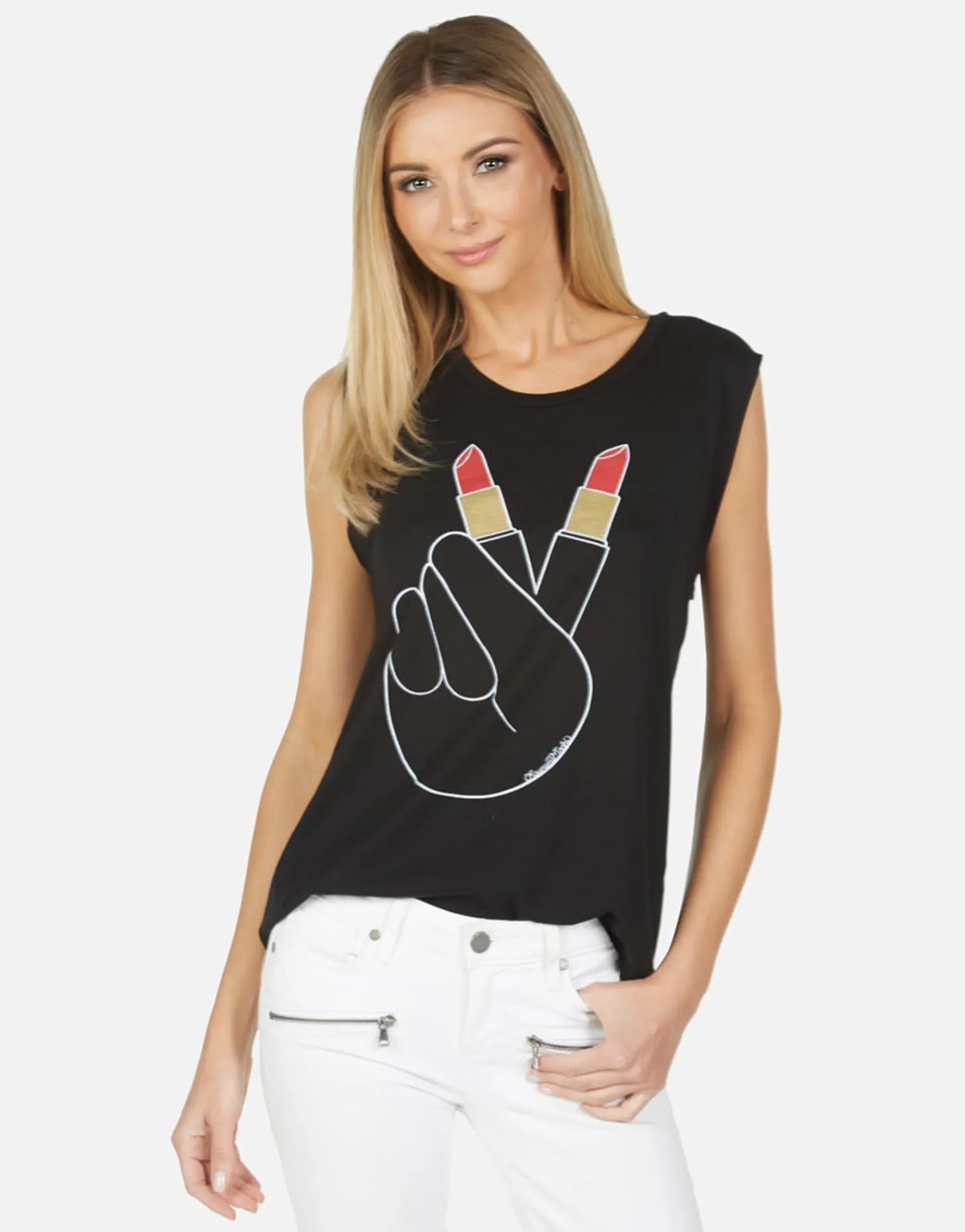 Online Kel Lipstick Peace Women Tanks