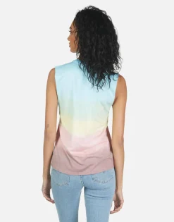 Outlet Kel Text Happy Face Women Tanks