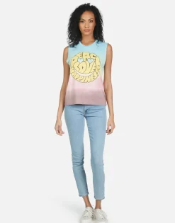 Outlet Kel Text Happy Face Women Tanks