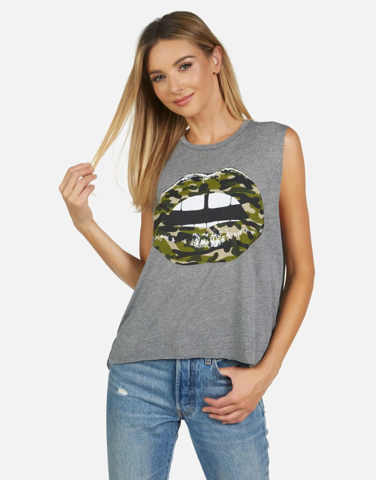 Hot Kinzington Camo Lip Women Tanks