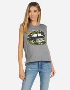 Hot Kinzington Camo Lip Women Tanks