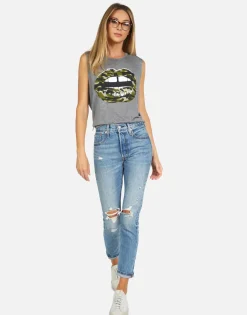 Hot Kinzington Camo Lip Women Tanks