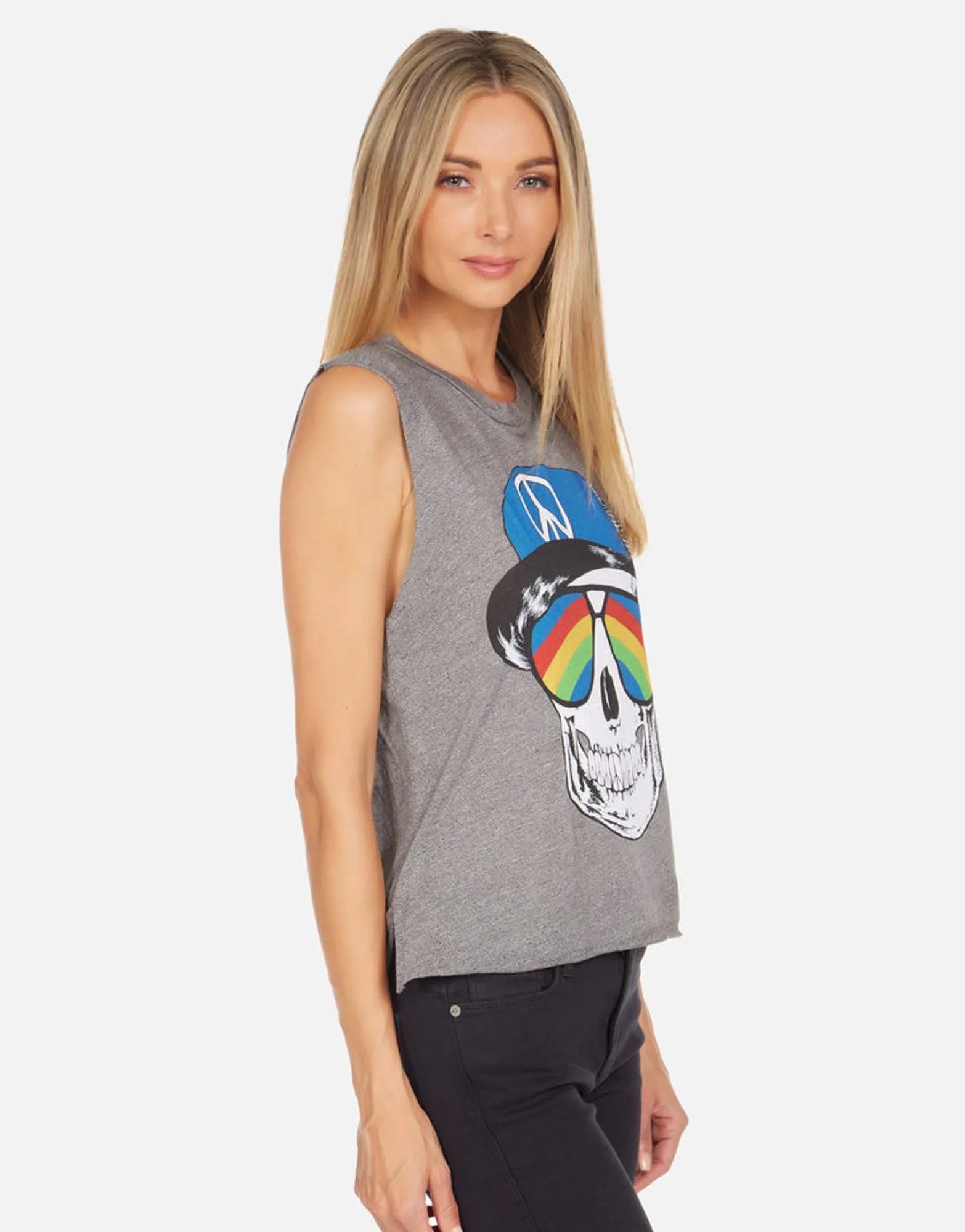Best Kinzington Rainbow Peace Skull Women Tanks