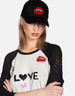 Clearance Kiss Lip Patch Canvas Hat | Bay By Hats