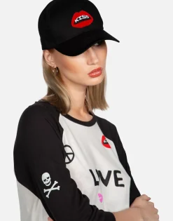 Clearance Kiss Lip Patch Canvas Hat | Bay By Hats