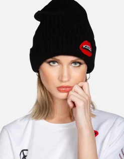 Discount Kiss Lip Patch Cashmere Slouch Beanie | Blix By Women Sweaters & Knits