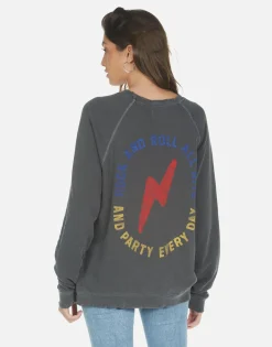 Fashion Kiss Lip Rock N Roll Boyfriend Pullover Top | Anela By Women Long Sleeve