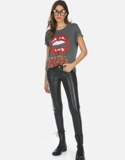 Online Kiss Lip Rock N Roll S/S Vintage Concert Tee | Wolf By Women Short Sleeve