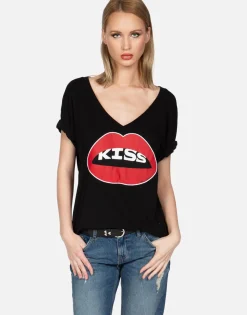 Clearance Kiss Lip S/S V-Neck Tee | Brixton By Women Short Sleeve