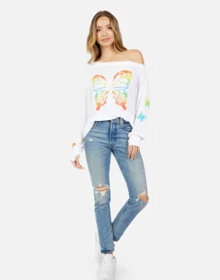 Discount Krista Rainbow Butterflies Women Long Sleeve