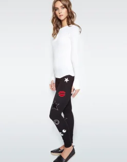 Online Aaliyah All Over Emoji Patches Fitted Legging In Women Leggings