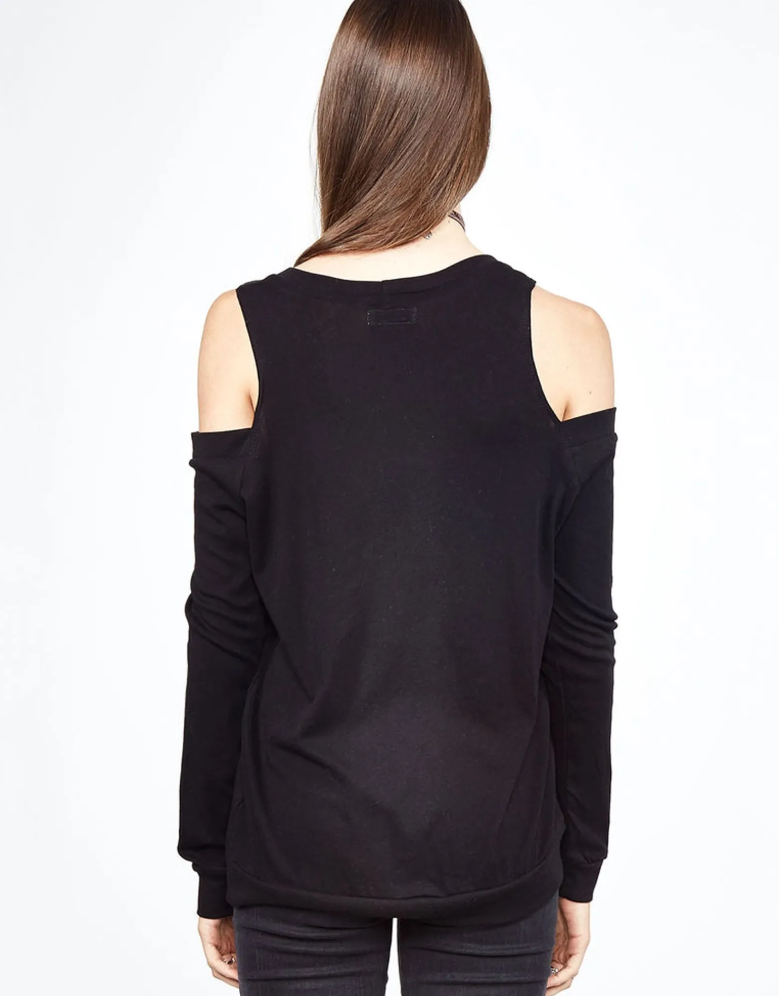 Hot Analise Red Tongue L/S Open Shoulder Pullover Top Women Long Sleeve