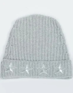 Shop Blix Silver Metallic Stars Cashmere Slouch Beanie Women Sweaters & Knits