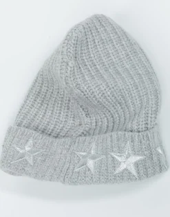 Shop Blix Silver Metallic Stars Cashmere Slouch Beanie Women Sweaters & Knits