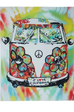 Flash Sale Brinkley Tie Dye Peace Bus Square Blanket Towel For Two Lifestyle