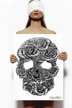 Shop Canvas Skull Rose Art Decor