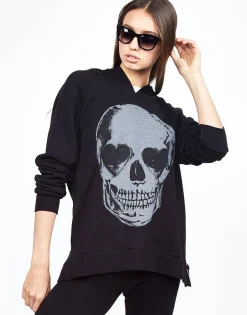 Hot Corbin Heart Eye Skull Pullover Hoodie W/ Side Zippers Women Hoodies