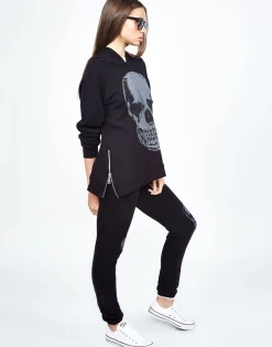 Hot Corbin Heart Eye Skull Pullover Hoodie W/ Side Zippers Women Hoodies