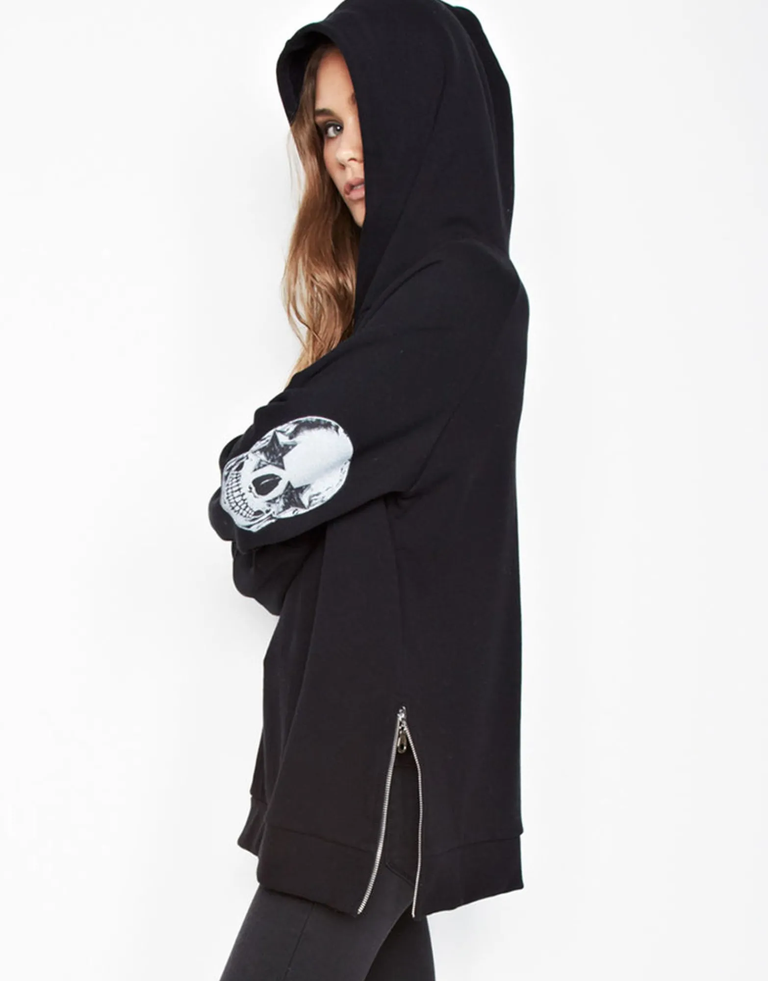 Best Corbin Sml Star Eye Skull Pullover Hoodie W/ Side Zippers Women Hoodies