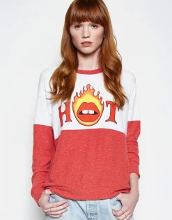 Shop Henson Hot Lips Color Block Pullover Women Long Sleeve