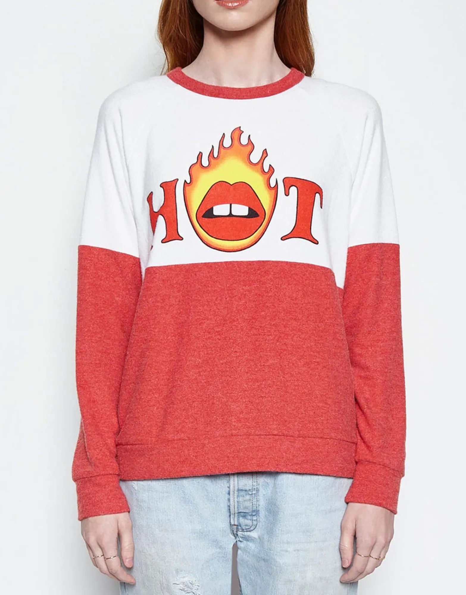 Shop Henson Hot Lips Color Block Pullover Women Long Sleeve