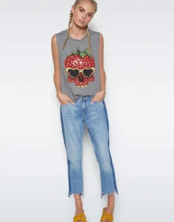 Cheap Kel Strawberry Skull Scoop Neck Muscle Tank Women Tanks