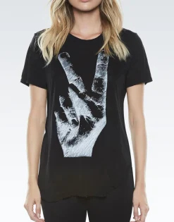 Sale Kelis Peace Hand S/S Women'S Scooped Hem Tee In Women Short Sleeve