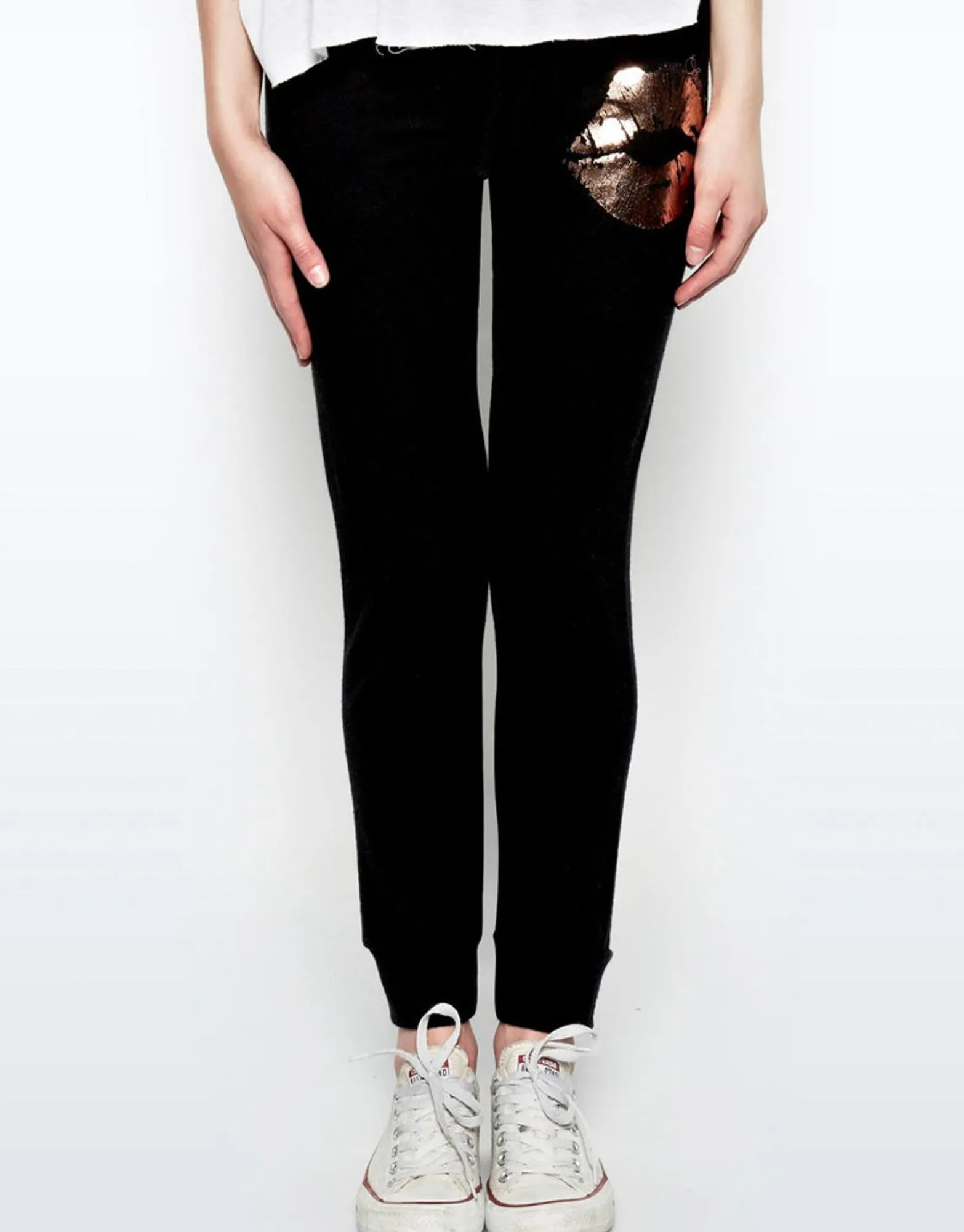 Online Kizzy Rose Gold Foil Lip Classic Sweatpant W/ Cuff Women Long Sweatpants