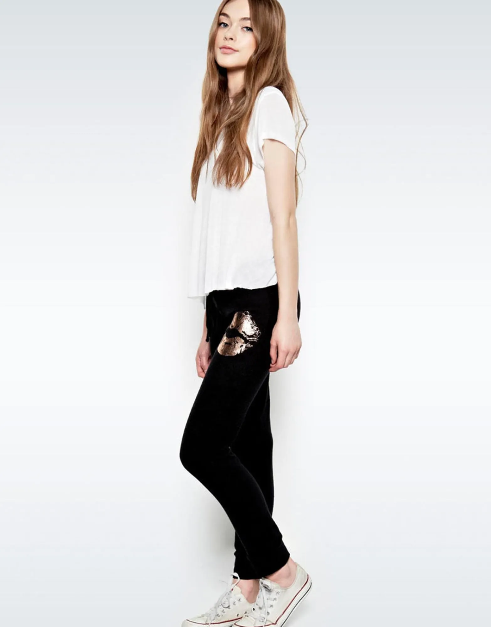 Online Kizzy Rose Gold Foil Lip Classic Sweatpant W/ Cuff Women Long Sweatpants